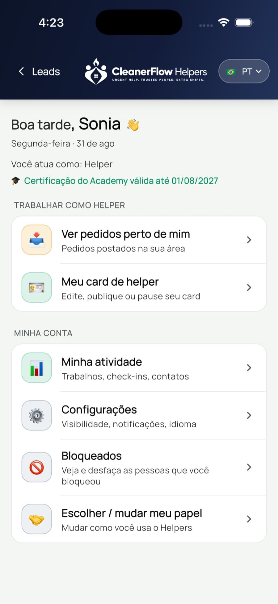 Aquela linha verde é o seu passe.