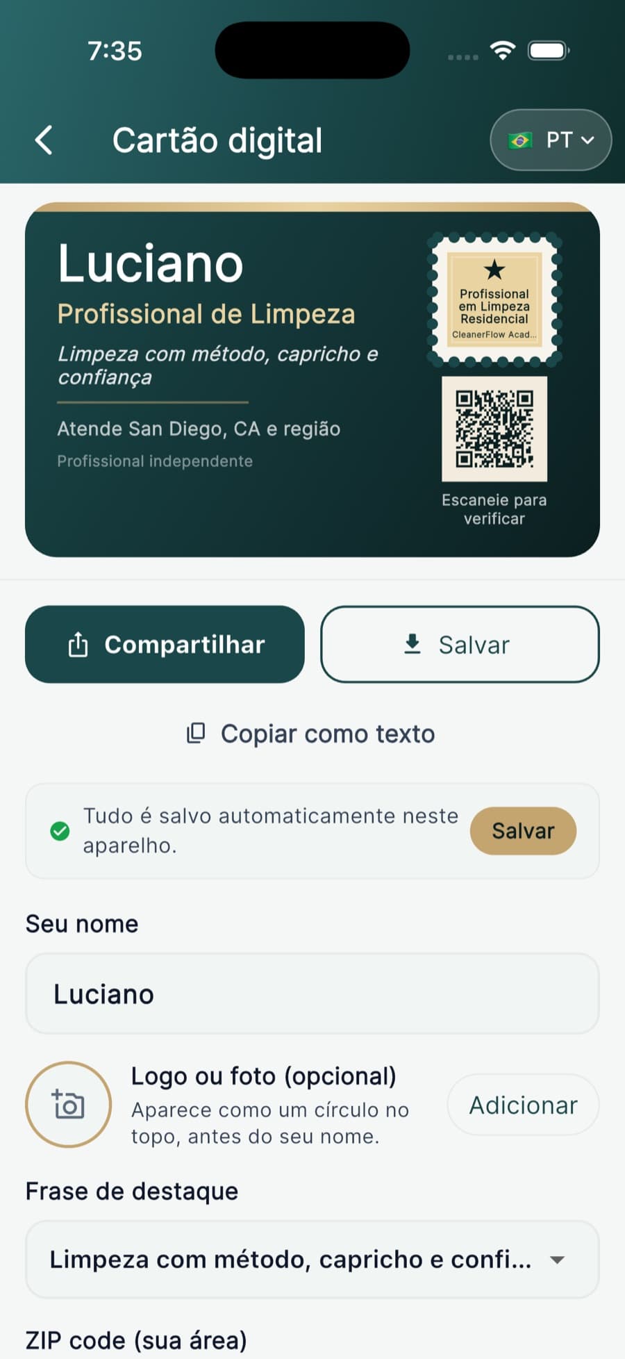 Sua marca cabe num link.