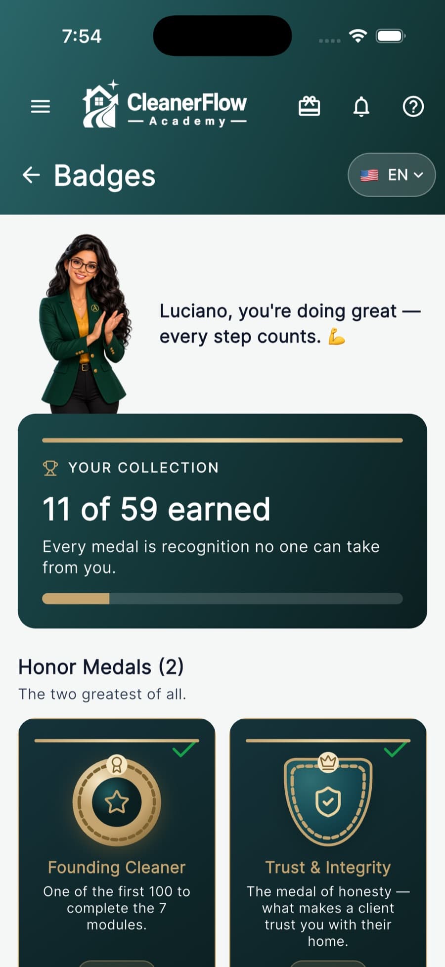 Every specialty you master becomes a badge.